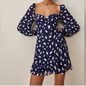 Reformation Cammi Sweetheart Neckline Blue Mini Dress Size 4